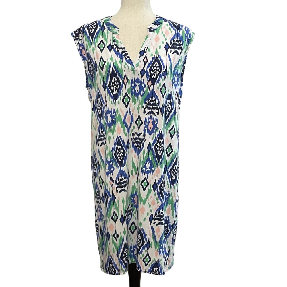 Tori Richard Honolulu V-Neck Shift Dress Tropical Fish Print Size L Multicolor - Picture 1 of 10